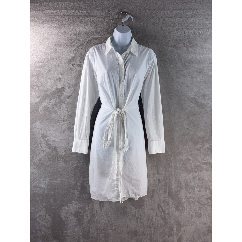 Unsubscribed Shirt Dress Womens Size Small White Cinched Waist Button Front Mini